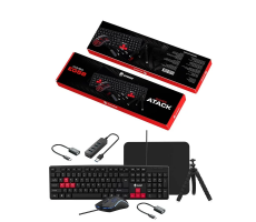 Kit Gamer Evolut Mobilador Atack Teclado + Mouse + Mousepad + Hub + Adaptadores + Suporte, Usb, Preto - Eg58